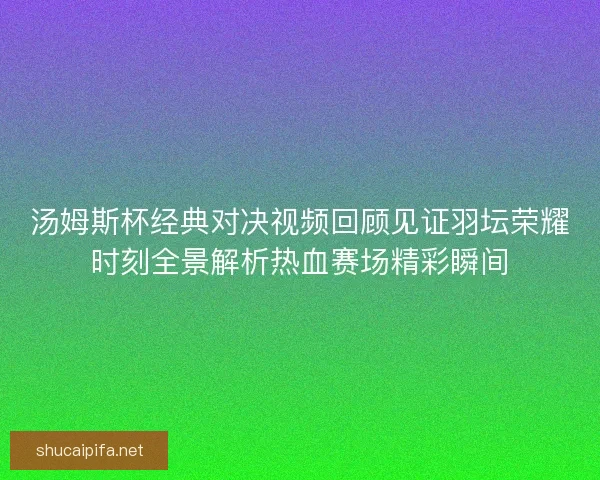 汤姆斯杯经典对决视频回顾见证羽坛荣耀时刻全景解析热血赛场精彩瞬间